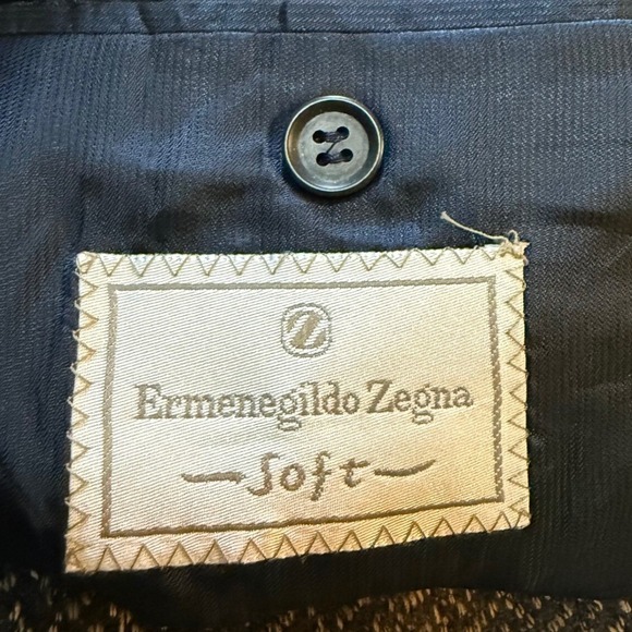 Ermenegildo‎ Zegna soft wool silk 50L chevron Blazer Sport Two Button Gray men - Picture 1 of 12